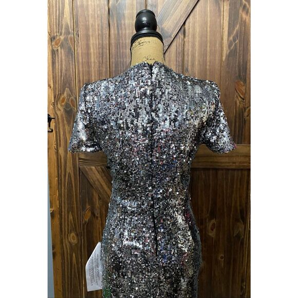 Dress the Population Revolve Karla Silver Sequin Mermaid Maxi Women’s Formal Dre - Picture 4 of 9